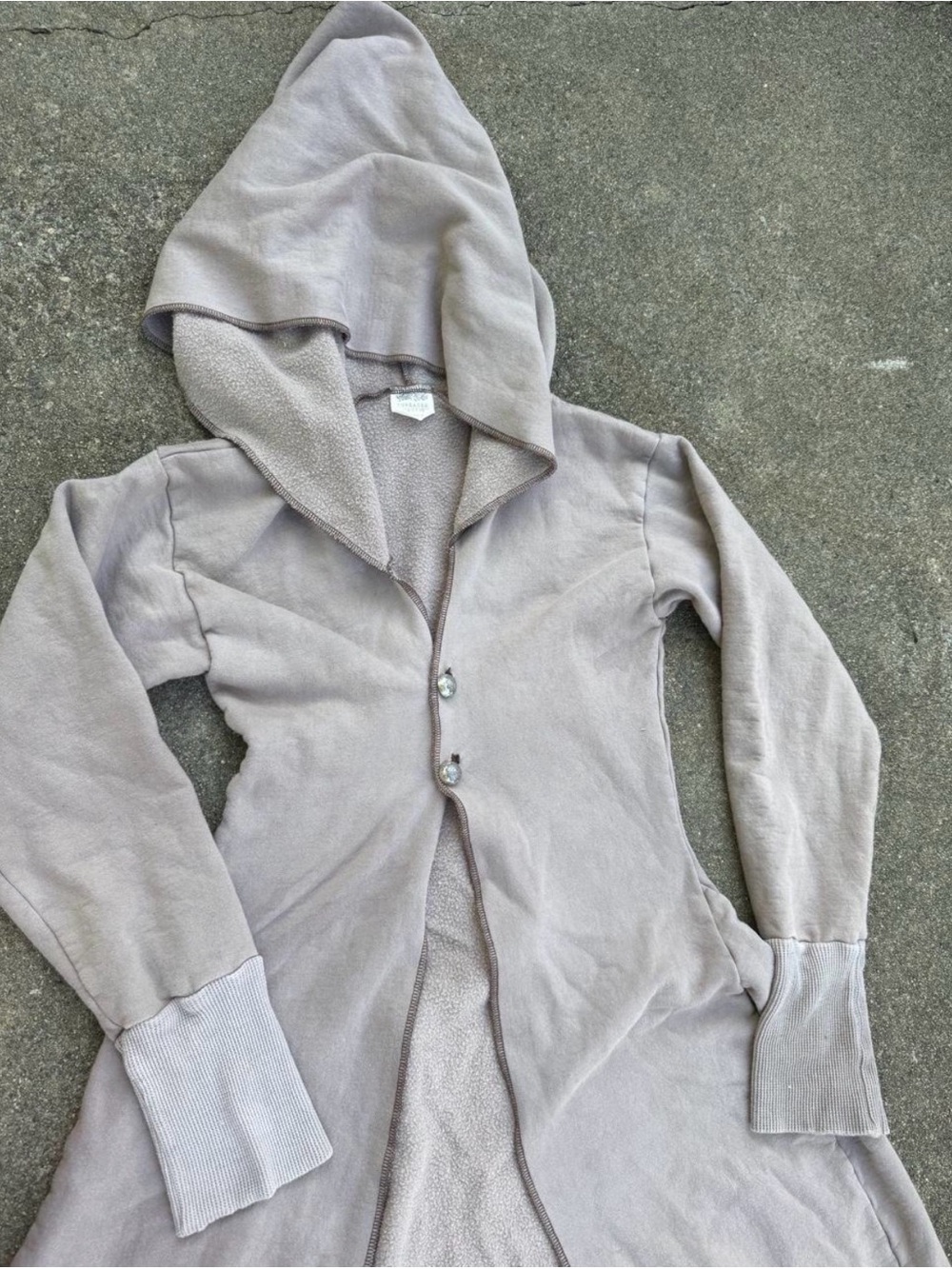 Threaded intentions  hemp fleece hooded fairy coat s/m gray